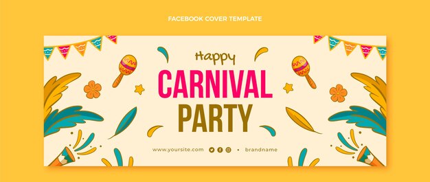 Нарисованный рукой шаблон обложки в социальных сетях карнавала