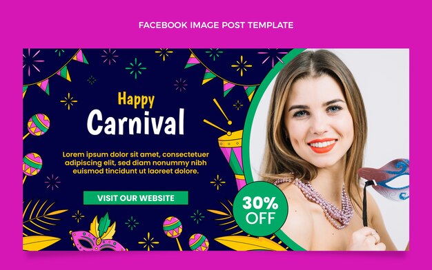 Hand drawn carnival social media post template
