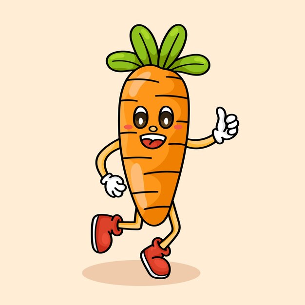 Hand drawn carrot cartoon illustration