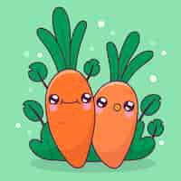 Free vector hand drawn carrot cartoon illustration