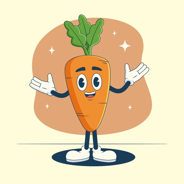 hand drawn carrot cartoon illustration