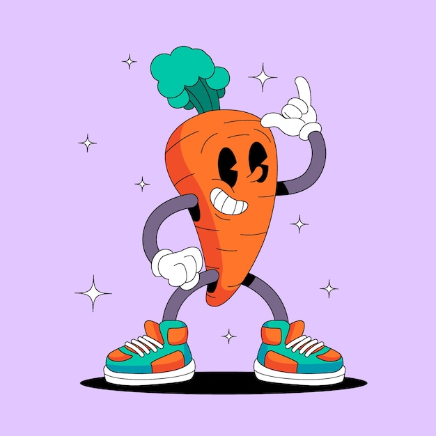 Бесплатное векторное изображение Нарисованная рукой иллюстрация шаржа моркови