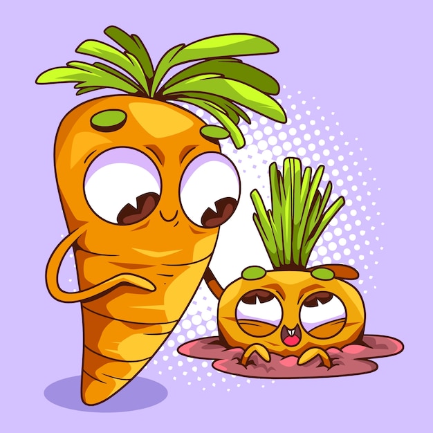 Free vector hand drawn carrot  cartoon illustration