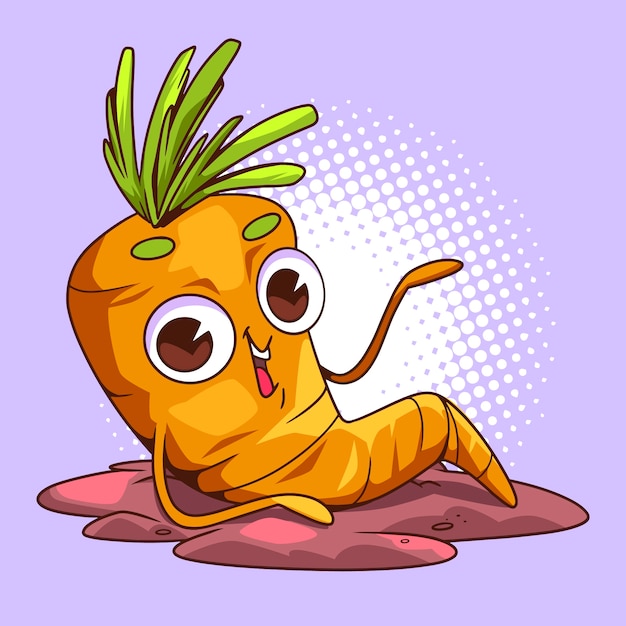 Hand drawn carrot  cartoon illustration