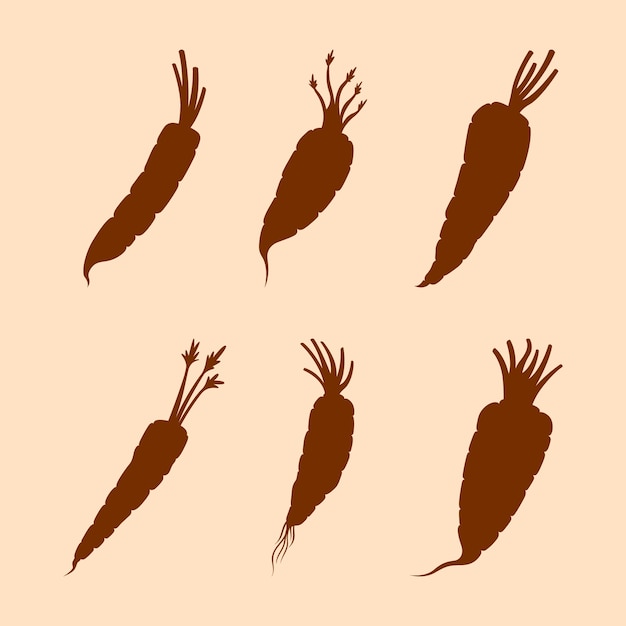 Hand drawn carrot silhouette set