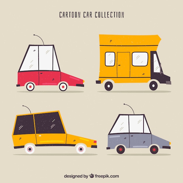 Free vector hand drawn cars with original style