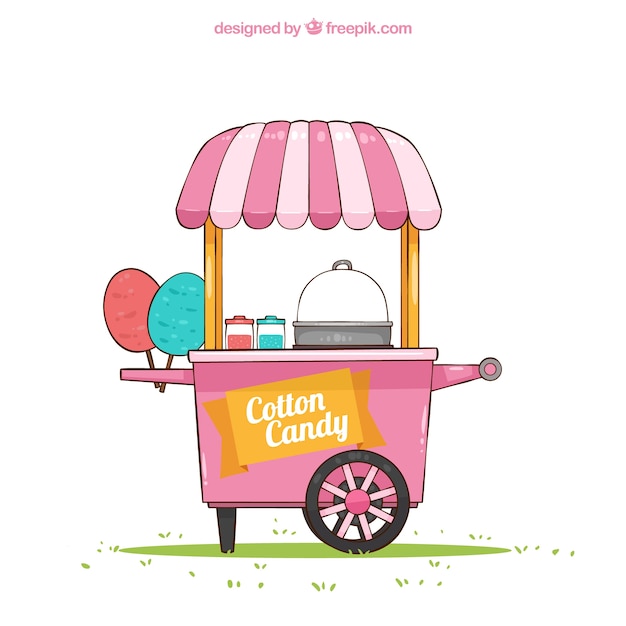 Hand drawn cart of cotton candy