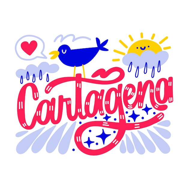 Free vector hand drawn cartagena text illustration