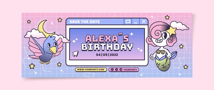 Free Vector hand drawn cartoon 90s party facebook cover