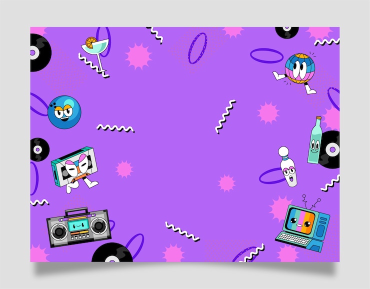 Free Vector hand drawn cartoon 90s party photocall