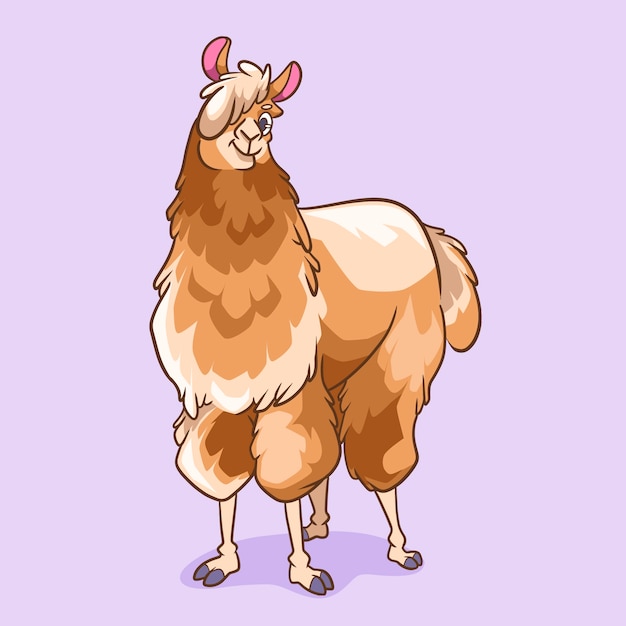 Vettore gratuito illustrazione disegnata a mano dell'alpaca del fumetto