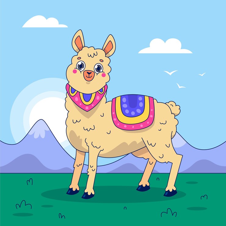 Free Vector hand drawn cartoon alpaca illustration