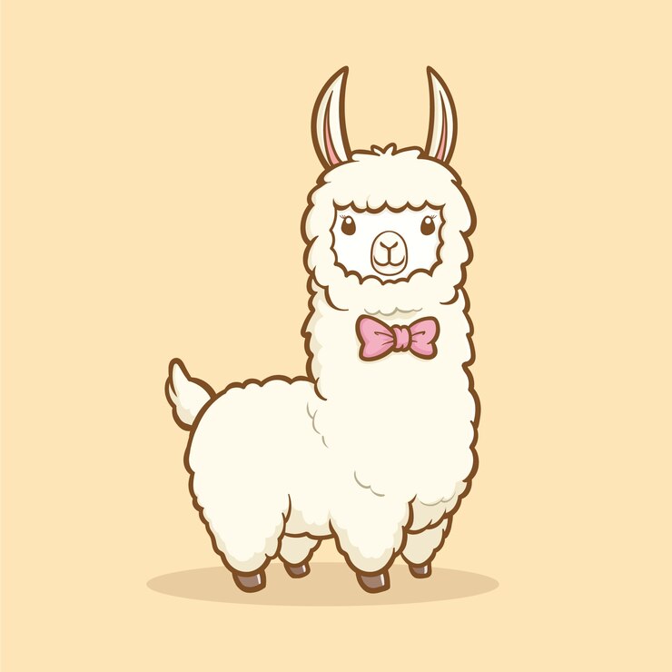 무료 Vector 손으로 그린 만화 알파카 그림