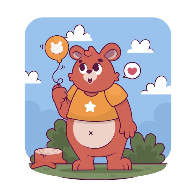 Hand drawn cartoon bear illustration