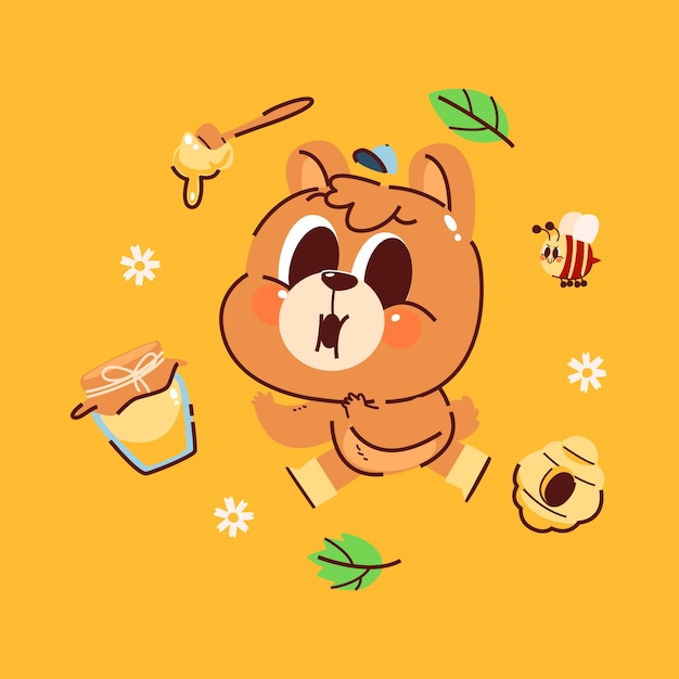 Free vector hand drawn cartoon bear illustration