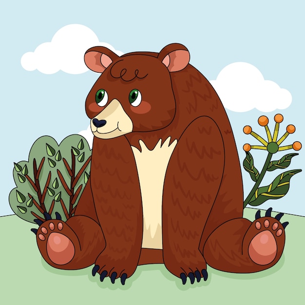 Hand drawn cartoon bear illustration