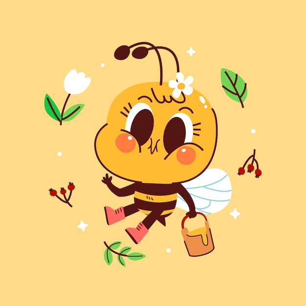 Free vector hand drawn cartoon bee illustration