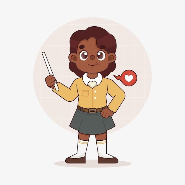 Hand drawn cartoon black teacher  illustration