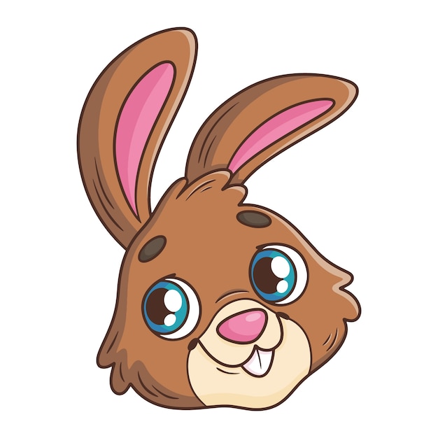 Hand drawn cartoon bunny face illustration