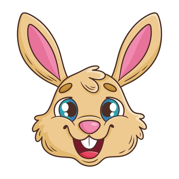 Hand drawn cartoon bunny face illustration