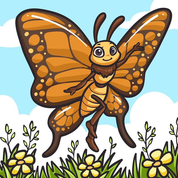 Free vector hand drawn cartoon butterfly illustration