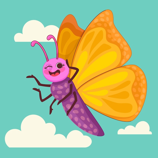 Free vector hand drawn cartoon butterfly illustration