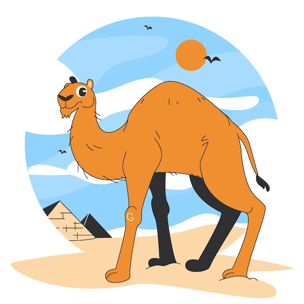 Hand drawn cartoon camel illustration