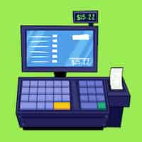 Free vector hand drawn cartoon cash register illustration