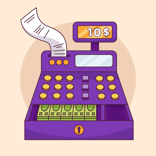 Free vector hand drawn cartoon cash register illustration