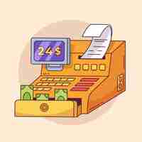 Free vector hand drawn cartoon cash register illustration