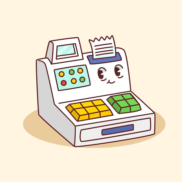 Free vector hand drawn cartoon cash register illustration