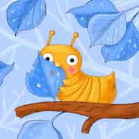 Free vector hand drawn cartoon caterpillar illustration