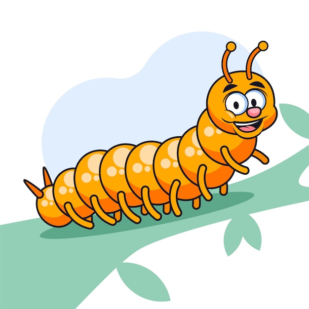 Hand drawn cartoon caterpillar illustration