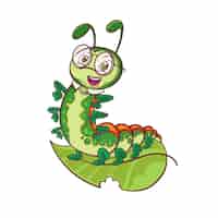 Free vector hand drawn cartoon caterpillar illustration