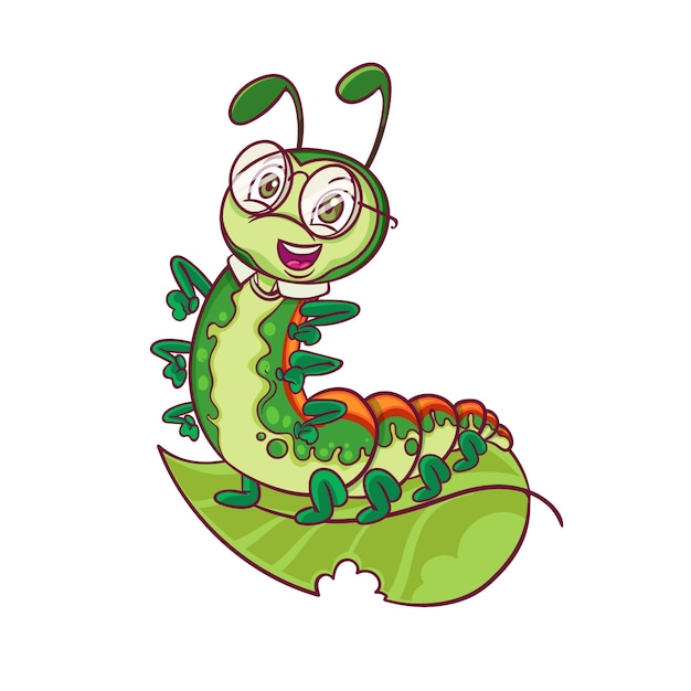 Hand drawn cartoon caterpillar illustration