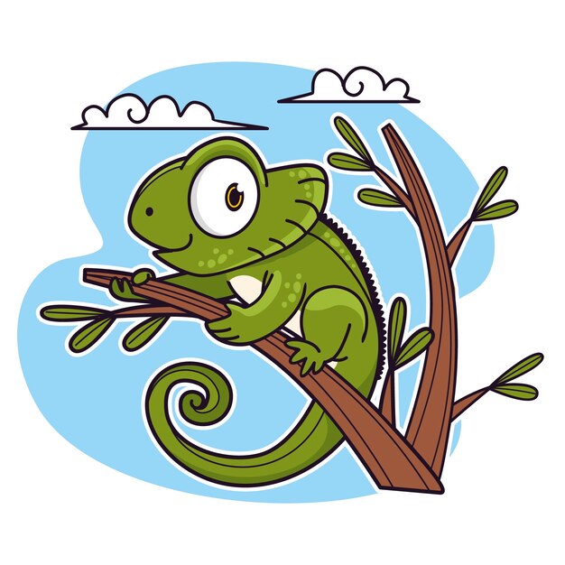 Hand drawn cartoon chameleon  illustration