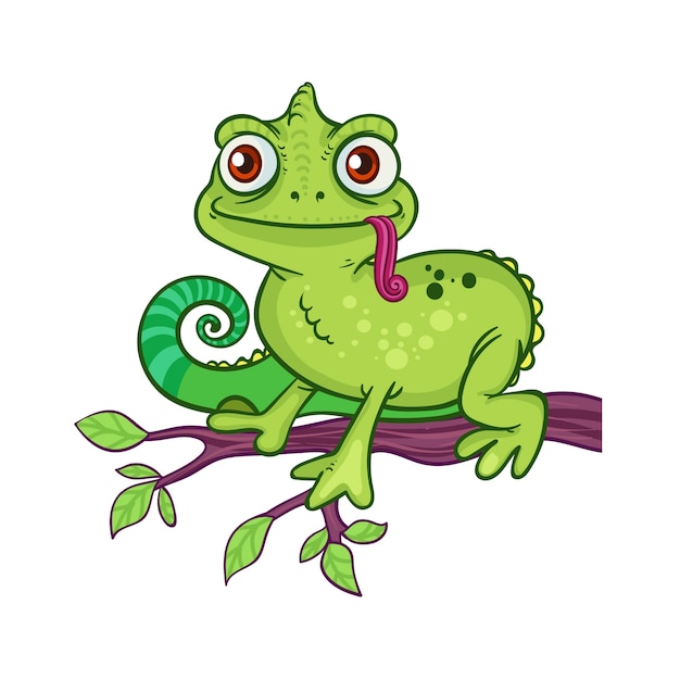 Hand drawn cartoon chameleon  illustration