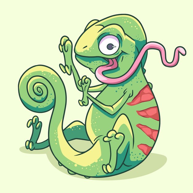 Hand drawn cartoon chameleon illustration