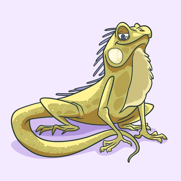 Бесплатное векторное изображение Нарисованная рукой иллюстрация хамелеона шаржа