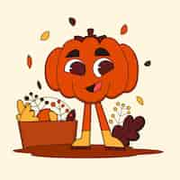 Free vector hand drawn cartoon character illustration for thanksgiving celebration