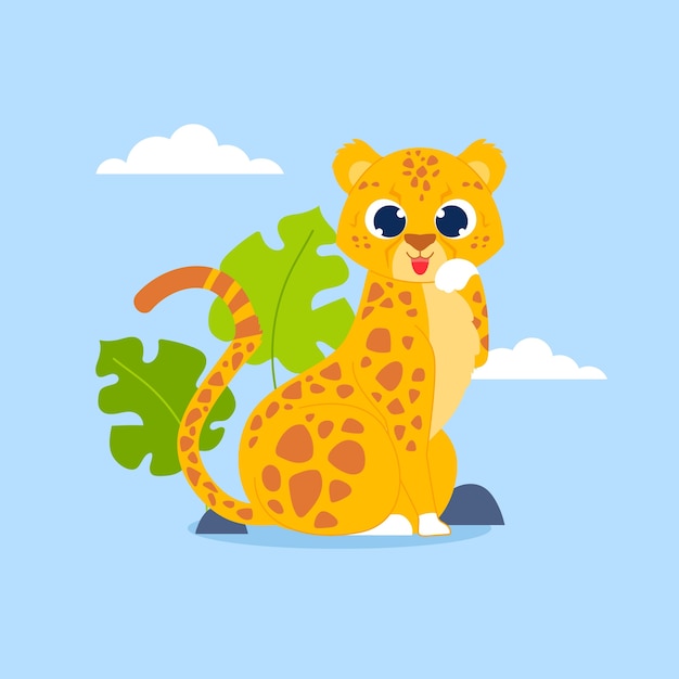 Free vector hand drawn cartoon cheetah illustration