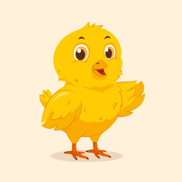 Нарисованная рукой иллюстрация цыпленка шаржа