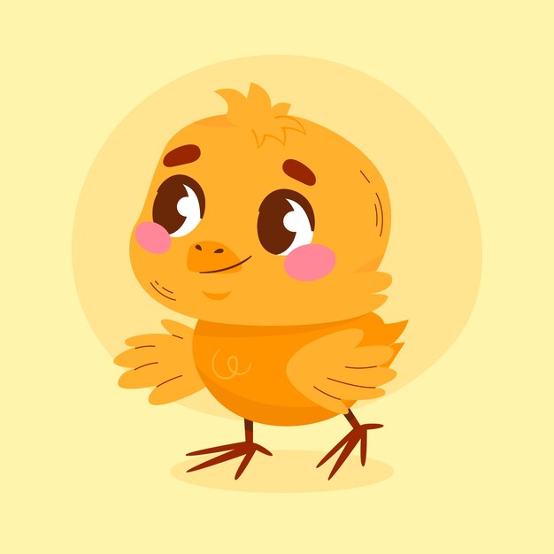 Hand drawn cartoon chick illustration