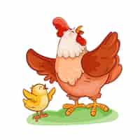 Free vector hand drawn cartoon chicken illustration