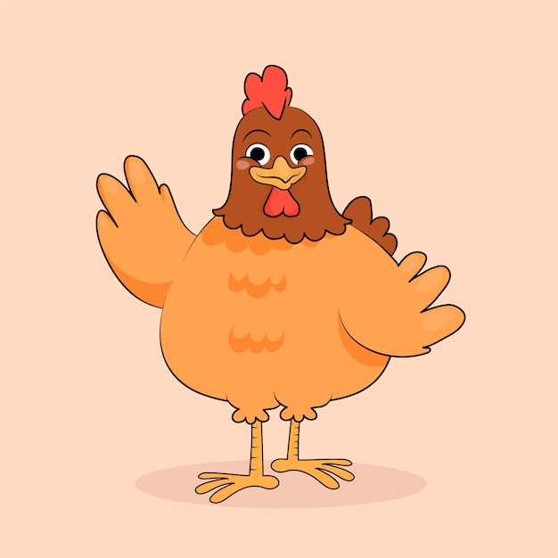 Free vector hand drawn cartoon chicken illustration