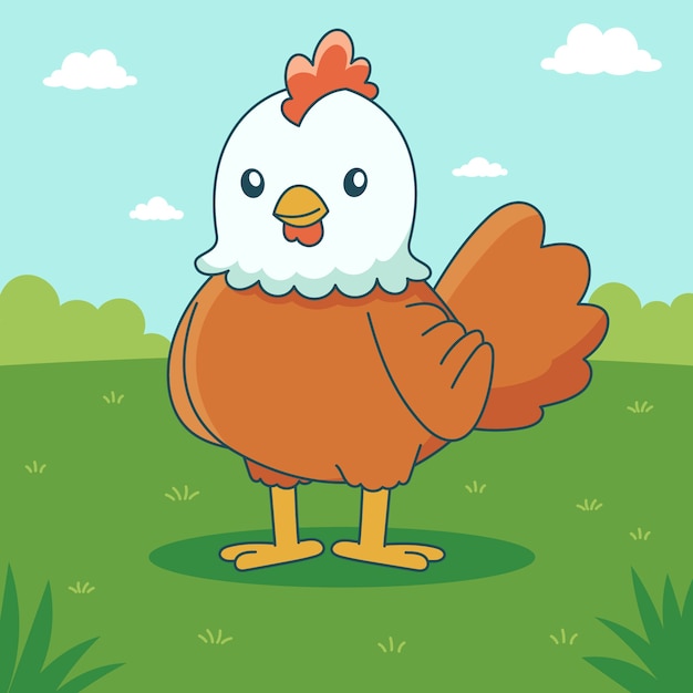 Бесплатное векторное изображение Нарисованная рукой иллюстрация цыпленка шаржа