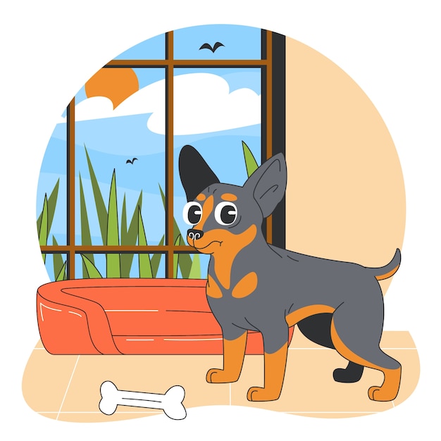 Free vector hand drawn cartoon chihuahua illustration