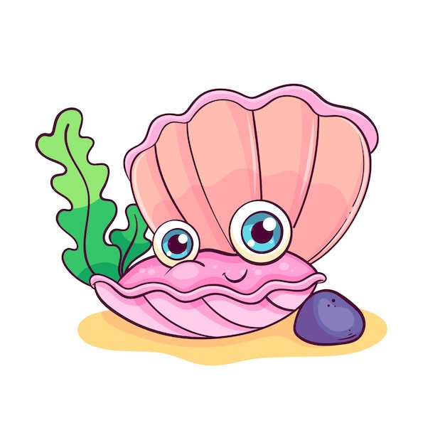 Free vector hand drawn cartoon clam  illustration