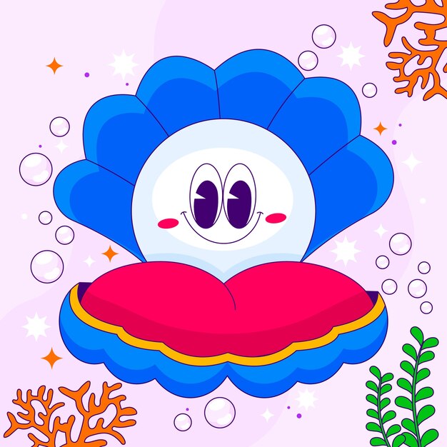 Hand drawn cartoon clam  illustration