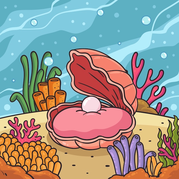 Free vector hand drawn cartoon clam illustration